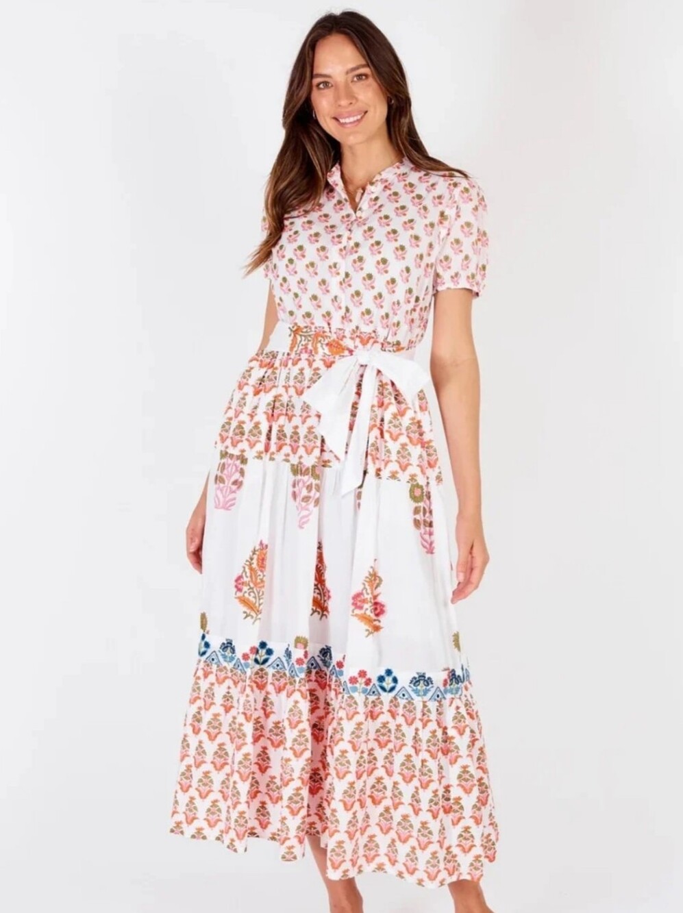 Rubyyaya Rampur Maxi Dress Floral Block Print Embroidery